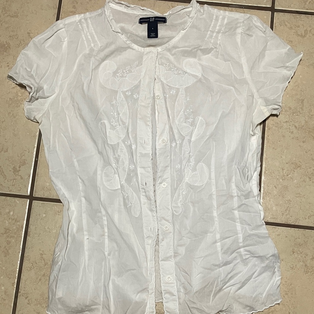 GAP White Short Sleeve Blouse